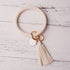 Rainbery Multiful Tassel Keychain Enamel PU Leather O Key Chain Monogram Circle Wristlet Keychain For Women Girls - menochic